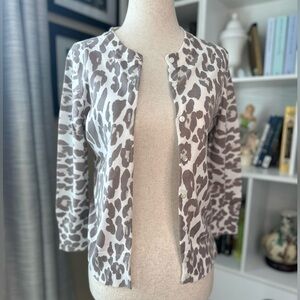 J. Crew Women's Animal Print Cardigan - Brown and White